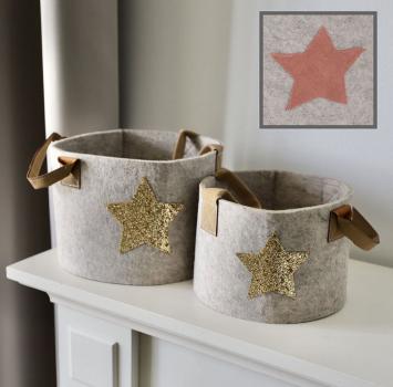 2er Set Filzkorb Stern - 2 Farben -